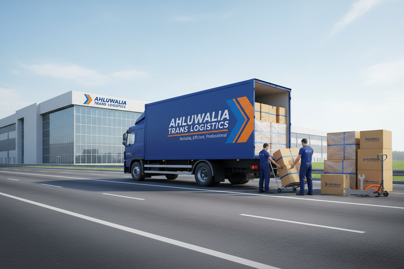 create a image for my webiste for packers and movers section the company name is ahluwalia trans logistics