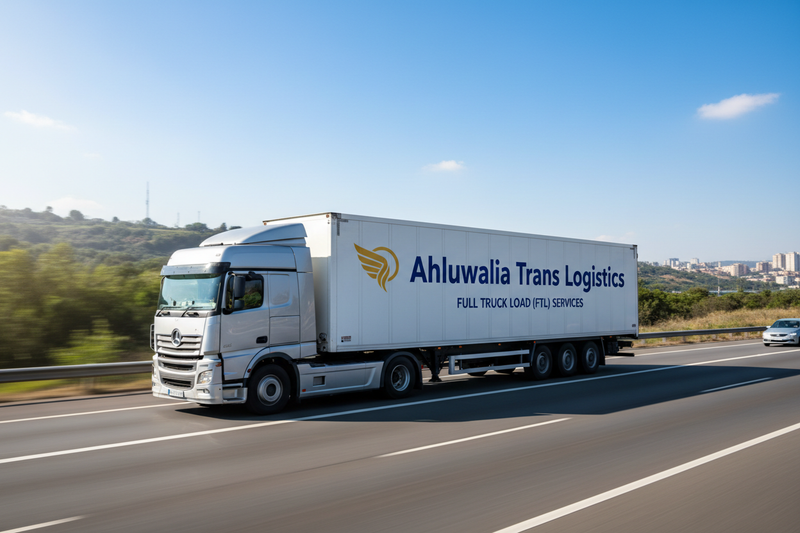 create a truck image with branding of ahluwalia trans logistics dor a service of full truck load